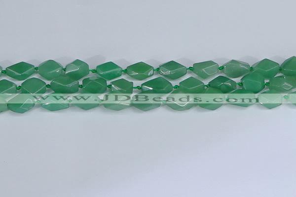 CNG7137 6*10mm - 10*14mm faceted nuggets green aventurine beads