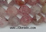 CNG7257 15.5 inches 10mm faceted nuggets strawberry quartz beads