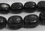 CNG726 15.5 inches 15*20mm nuggets black stone beads wholesale