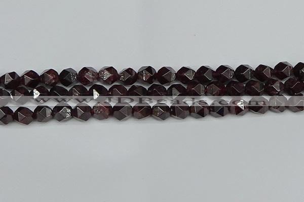 CNG7277 15.5 inches 10mm faceted nuggets red garnet beads