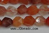 CNG7281 15.5 inches 8mm faceted nuggets red rabbit hair quartz beads