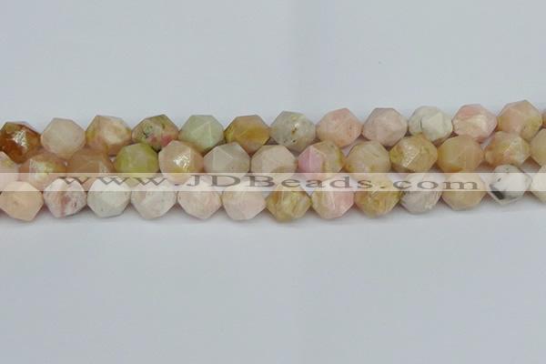 CNG7303 15.5 inches 12mm faceted nuggets pink opal gemstone beads