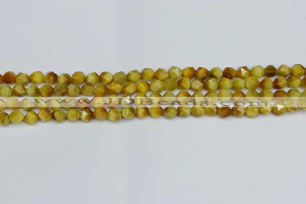 CNG7305 15.5 inches 6mm faceted nuggets golden tiger eye beads