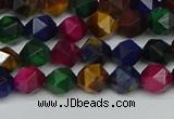 CNG7330 15.5 inches 6mm faceted nuggets mixed tiger eye beads