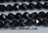 CNG7350 15.5 inches 6mm faceted nuggets Black agate beads