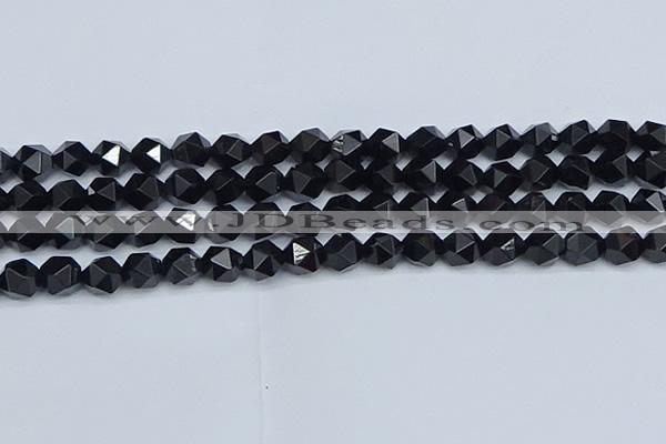 CNG7352 15.5 inches 10mm faceted nuggets Black agate beads