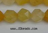 CNG7358 15.5 inches 12mm faceted nuggets yellow jade beads