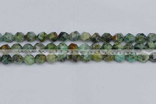 CNG7387 15.5 inches 10mm faceted nuggets African turquoise beads