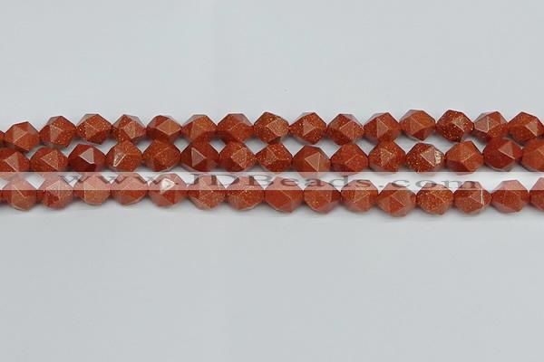 CNG7402 15.5 inches 10mm faceted nuggets goldstone beads