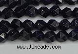 CNG7405 15.5 inches 6mm faceted nuggets blue goldstone beads