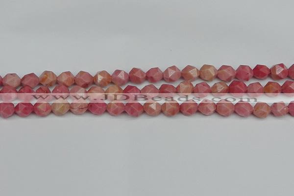 CNG7421 15.5 inches 8mm faceted nuggets rhodochrosite beads