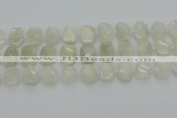 CNG7454 12*16mm - 15*20mm faceted freeform white moonstone beads