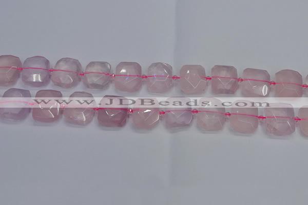 CNG7471 15.5 inches 18*25mm - 20*28mm faceted freeform rose quartz beads