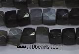 CNG7490 15.5 inches 8*8mm faceted nuggets black moonstone beads