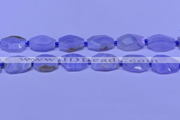 CNG7526 18*25mm - 25*35mm faceted freeform blue lace agate beads