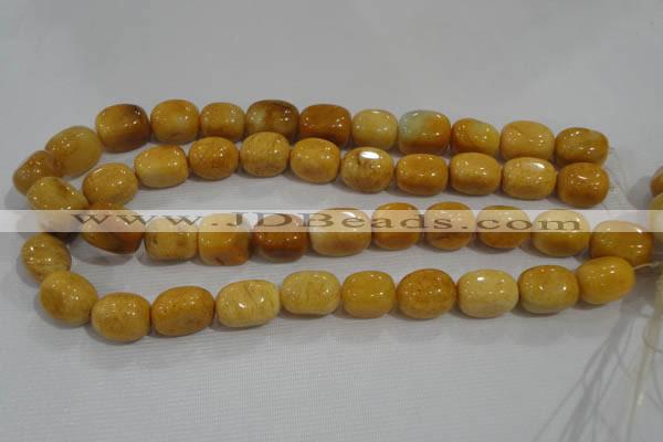 CNG765 15.5 inches 13*18mm nuggets yellow jade beads wholesale