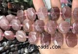 CNG7756 13*18mm - 15*25mm faceted freeform strawberry quartz beads