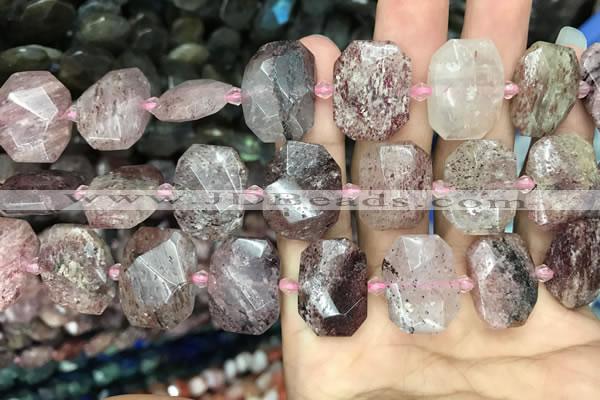 CNG7757 13*18mm - 15*25mm faceted freeform strawberry quartz beads