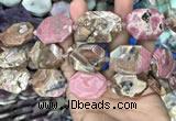 CNG7838 22*30mm - 25*35mm faceted freeform rhodochrosite beads