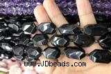 CNG7869 13*18mm - 18*25mm faceted freeform black tourmaline beads