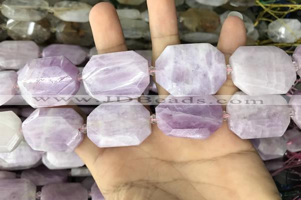 CNG7914 22*30mm - 25*35mm faceted freeform kunzite beads