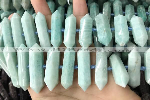 CNG7926 15.5 inches 10*25mm - 12*45mm faceted nuggets amazonite beads