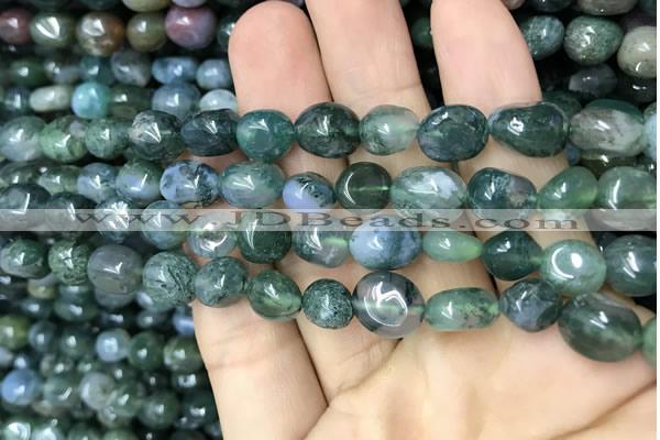 CNG8039 15.5 inches 8*10mm nuggets moss agate beads wholesale