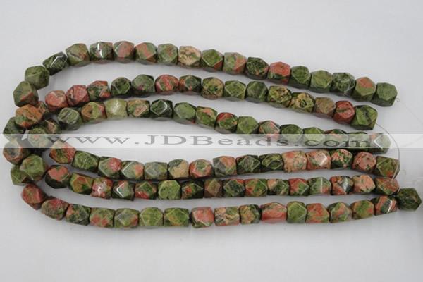 CNG821 15.5 inches 9*12mm faceted nuggets unakite gemstone beads