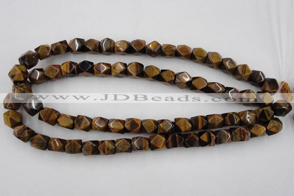 CNG826 15.5 inches 9*12mm faceted nuggets yellow tiger eye beads