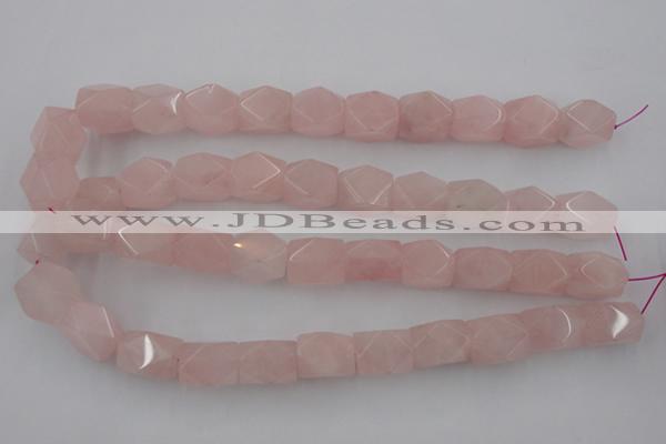 CNG833 15.5 inches 13*18mm faceted nuggets rose quartz beads