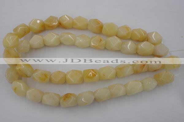 CNG837 15.5 inches 13*18mm faceted nuggets yellow jade beads