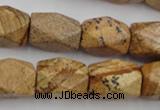 CNG842 15.5 inches 13*18mm faceted nuggets picture jasper beads