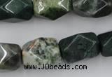 CNG845 15.5 inches 13*18mm faceted nuggets moss agate beads