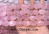 CNG8580 13*18mm - 15*20mm faceted nuggets rose quartz beads