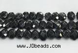 CNG8624 10*13mm - 12*16mm faceted freeform black agate beads