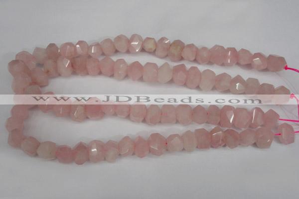 CNG863 15.5 inches 10*14mm faceted nuggets rose quartz beads