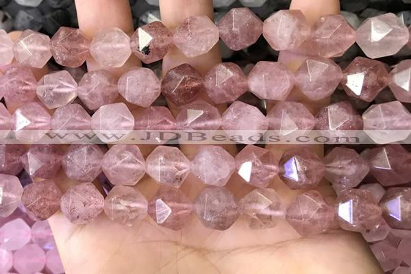 CNG8697 15.5 inches 10mm faceted nuggets strawberry quartz beads