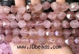 CNG8698 15.5 inches 12mm faceted nuggets strawberry quartz beads