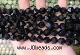 CNG8737 15.5 inches 8mm faceted nuggets black agate beads