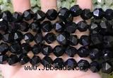 CNG8739 15.5 inches 12mm faceted nuggets black agate beads