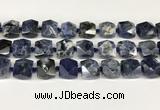 CNG8792 16*17mm - 18*19mm faceted nuggets sodalite  beads