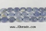 CNG8818 15.5 inches 16mm - 20mm faceted freeform blue chalcedony beads