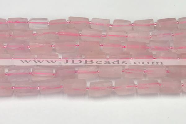 CNG8846 15.5 inches 8*12mm - 10*16mm nuggets matte rose quartz beads