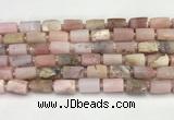 CNG8859 15.5 inches 8*12mm - 10*16mm nuggets matte pink opal beads