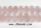 CNG8910 10*25mm - 15*30mm faceted nuggets rose quartz beads