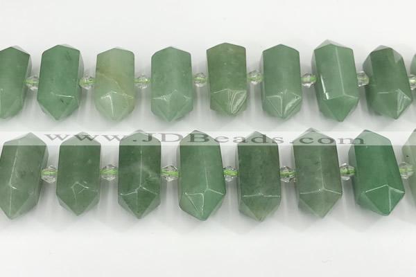 CNG8915 10*25mm - 15*30mm faceted nuggets green aventurine beads