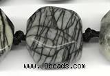 CNG8935 16*17mm - 18*19mm faceted freeform black water jasper beads