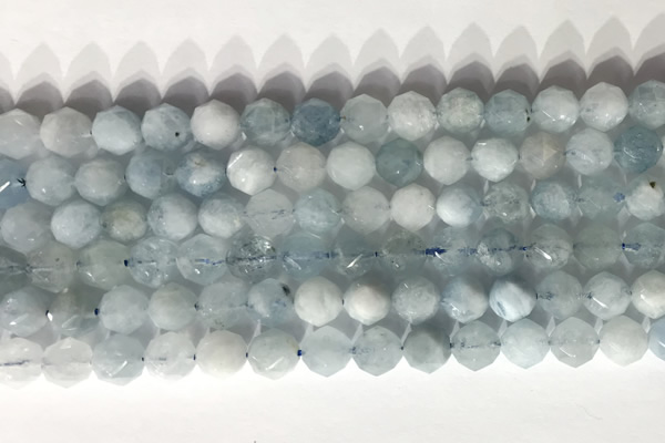 CNG9085 15.5 inches 8mm faceted nuggets aquamarine gemstone beads