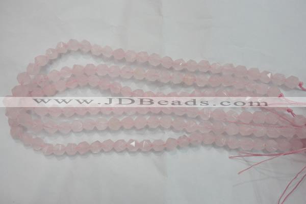 CNG919 15 inches 8mm faceted nuggets rose quartz beads