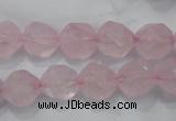 CNG921 15 inches 12mm faceted nuggets rose quartz beads